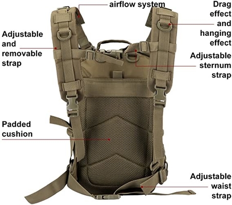 حقيبة الظهر التكتيكية العسكرية ODM حقيبة الظهر LHiking 30L Bug Out Bag